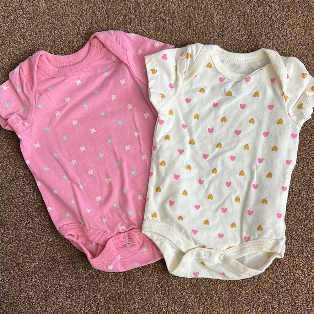Pink and Cream Bodysuits with Polka Dots and Floral Patterns